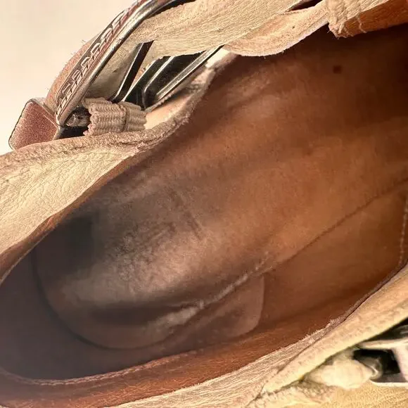 Frye Cream Ankle Boots with Silver Buckles - Picture 3 of 11